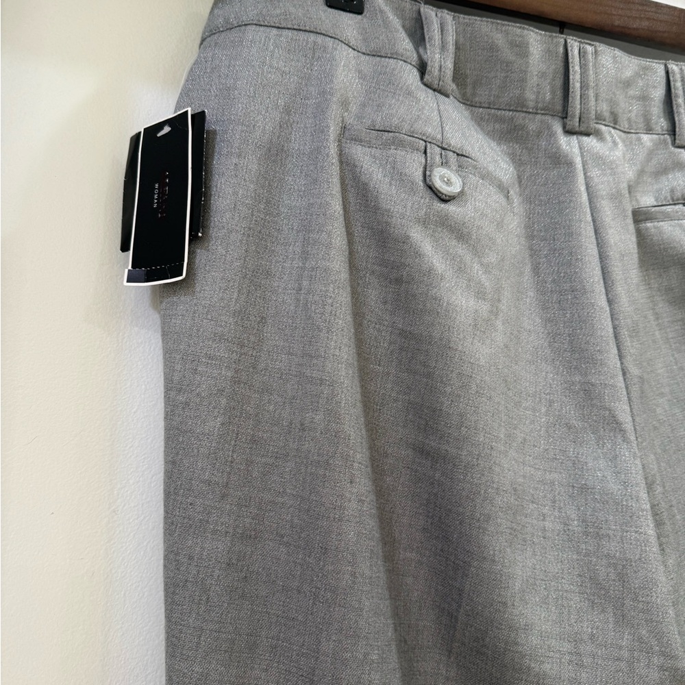Alfani Woman Straight Leg  Trouser Dress Pants in Gray Silver Size 14W - Picture 4 of 14